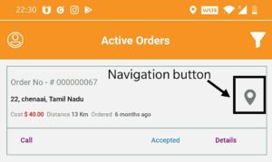 Partner views the Details of the Order- with an option to Navigate to Delivery Location