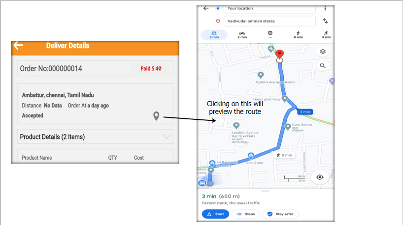 Navigation and route viewer button will take you to navigation and route preview