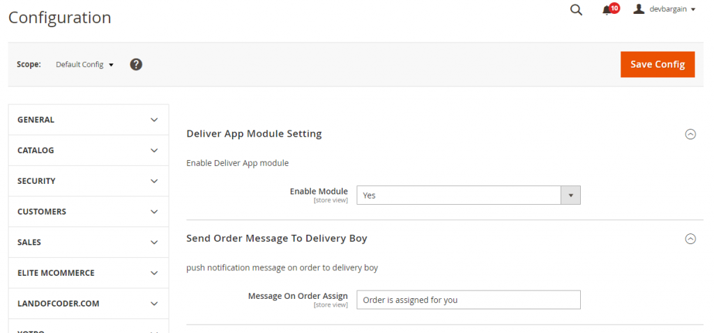 delivery boy module setting